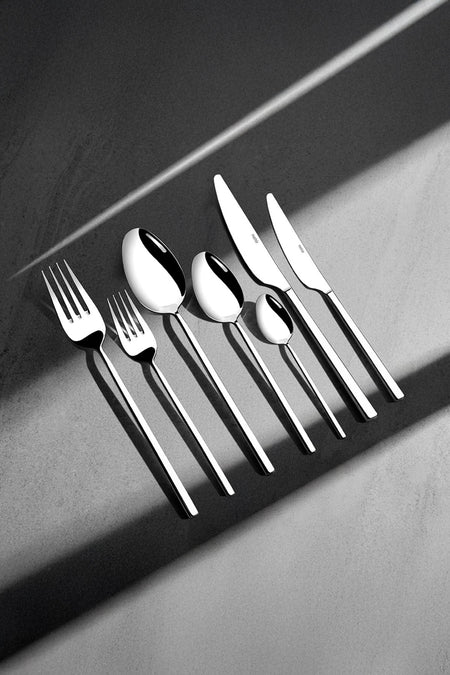 Nehir gloria Plain 12 Place Setting 84 Piece deri Boxed Flatware Set - MALLTURK
