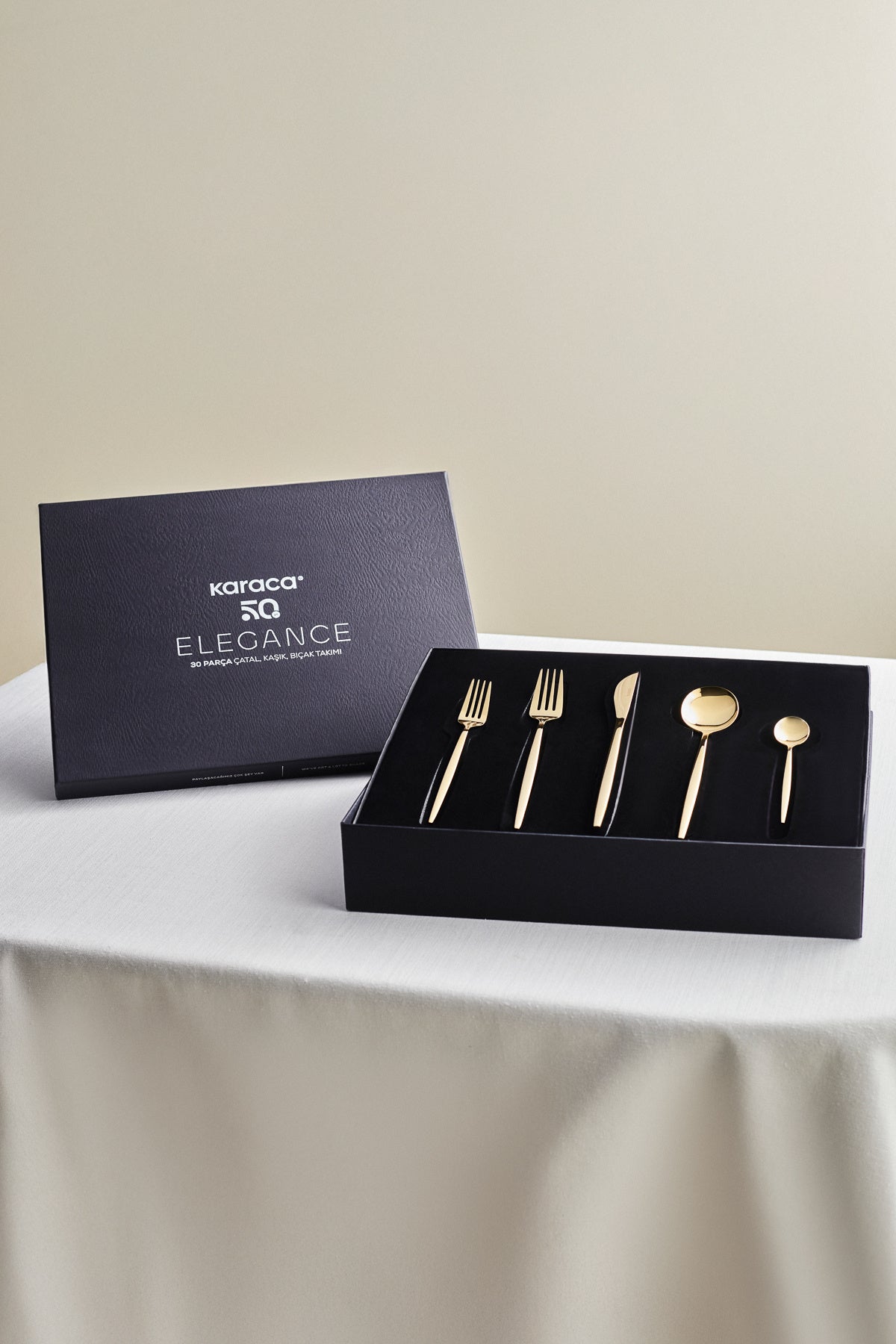 Karaca orion shiny gold 30 Piece 6 Place Setting Flatware Set - MALLTURK