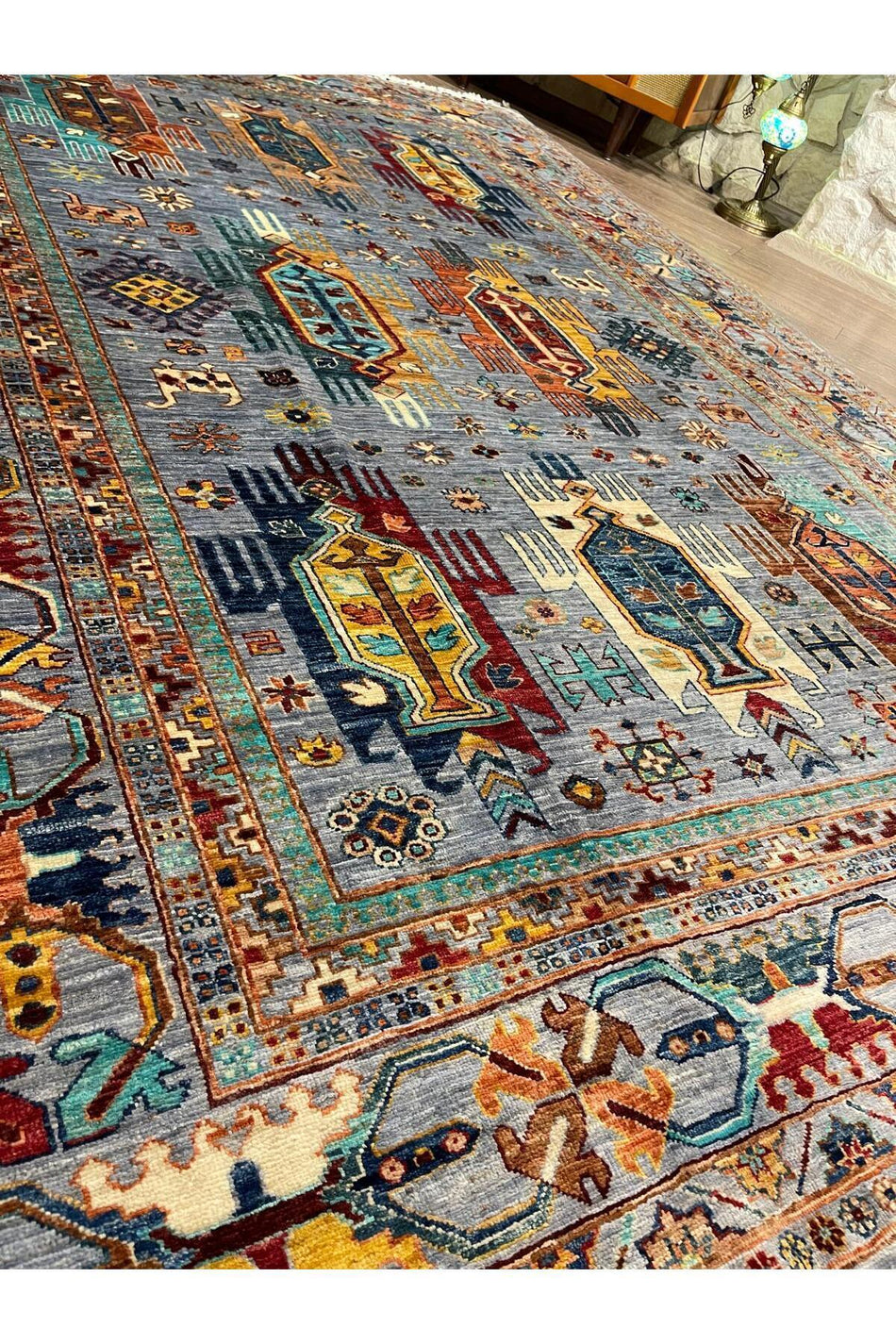Rustikev Hand-Woven Afgan Wool Vezir Rug