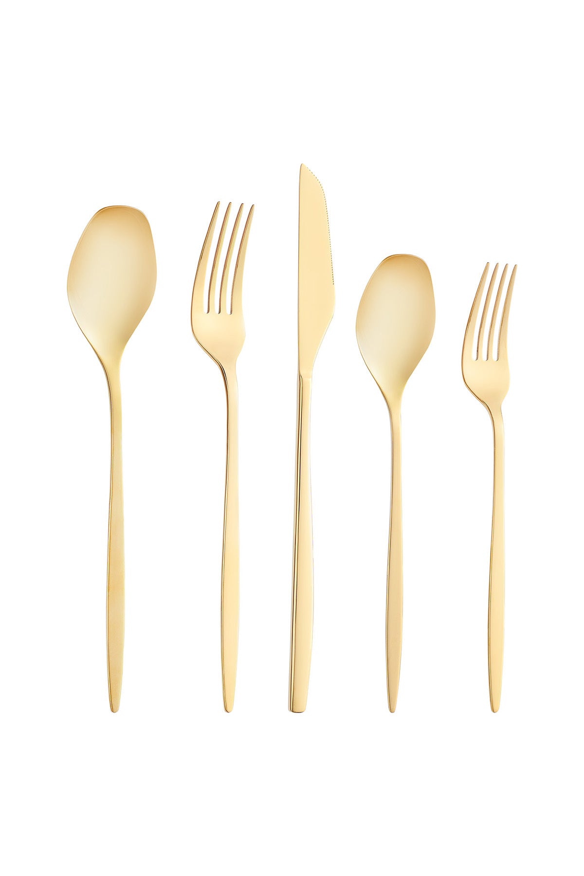 Emsan alisa 30 Piece 6 Place Setting parlak gold Boxed Flatware Set - MALLTURK