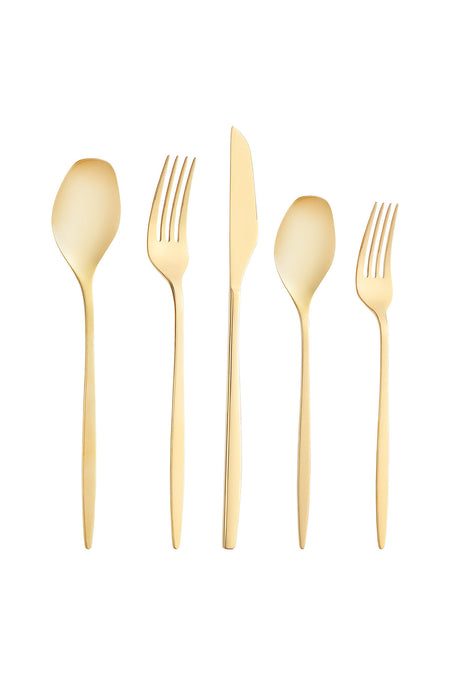 Emsan alisa 30 Piece 6 Place Setting parlak gold Boxed Flatware Set - MALLTURK