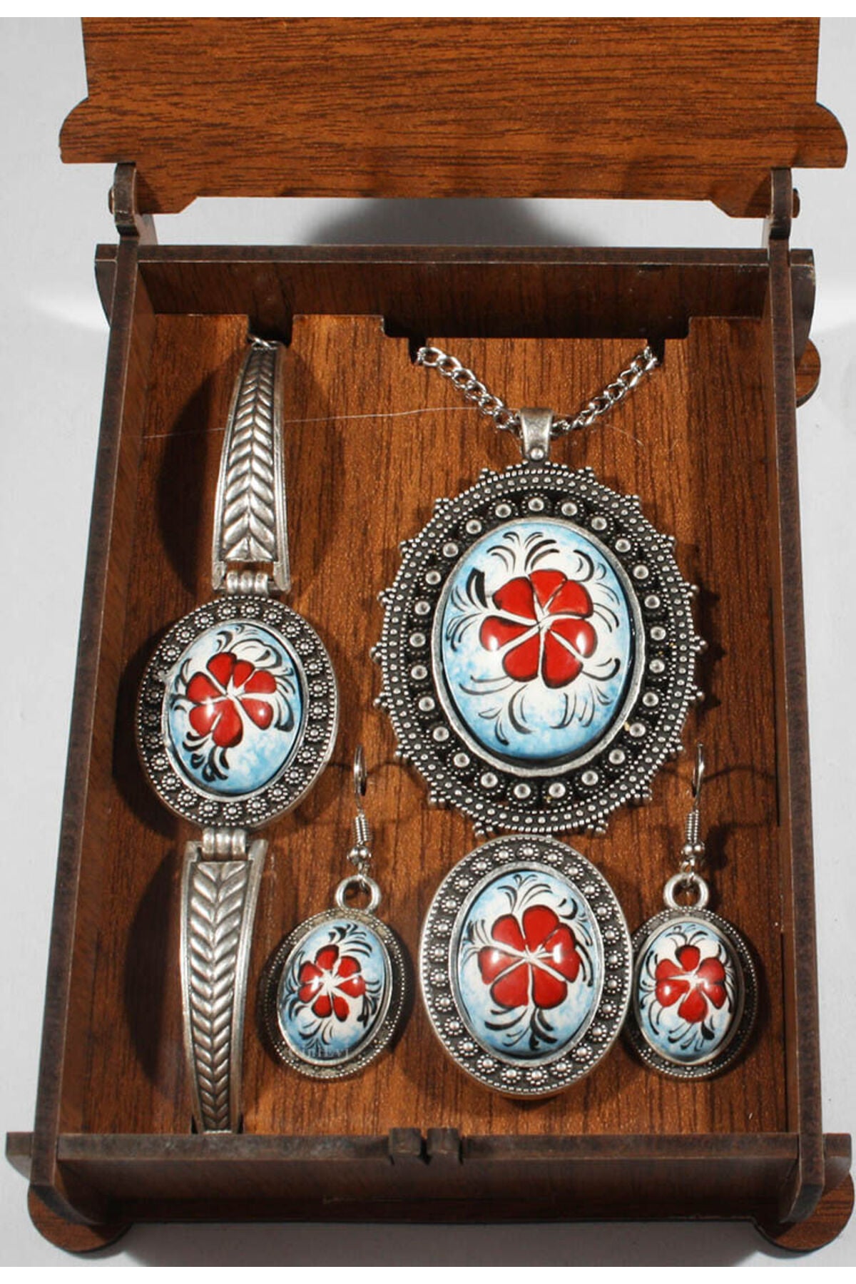 Cini Evi Black Halic Embroidered Tile Jewelry Set - MALLTURK