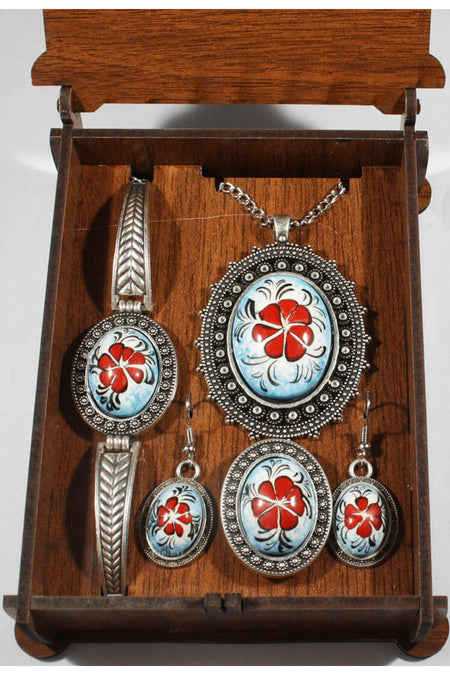 Cini Evi Black Halic Embroidered Tile Jewelry Set - MALLTURK