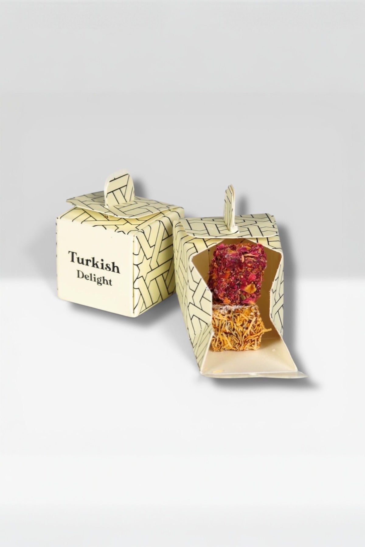 Lokum box Mini kutulu Rose Leaf Style and Kadayif cifte Pistachio fis Turkish Delight 50 Pieces - MALLTURK
