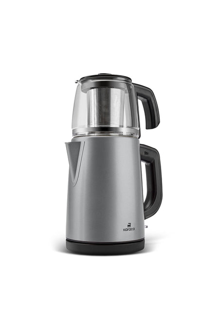Karaca Tea Glass 2-in-1 Stainless Steel Tea Maker and Kettle Anthracite - MALLTURK