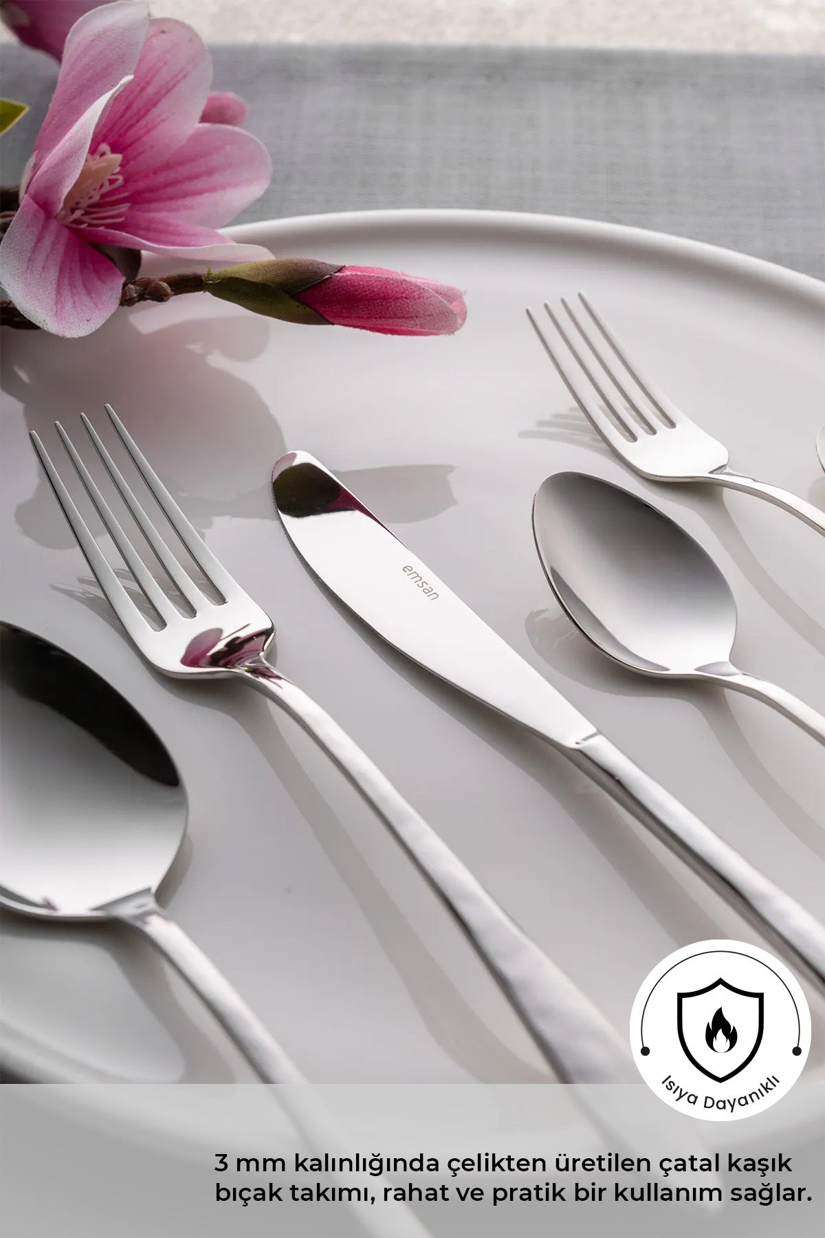 Emsan akasya 72 Piece 12 Place Setting Boxed Flatware Set - MALLTURK