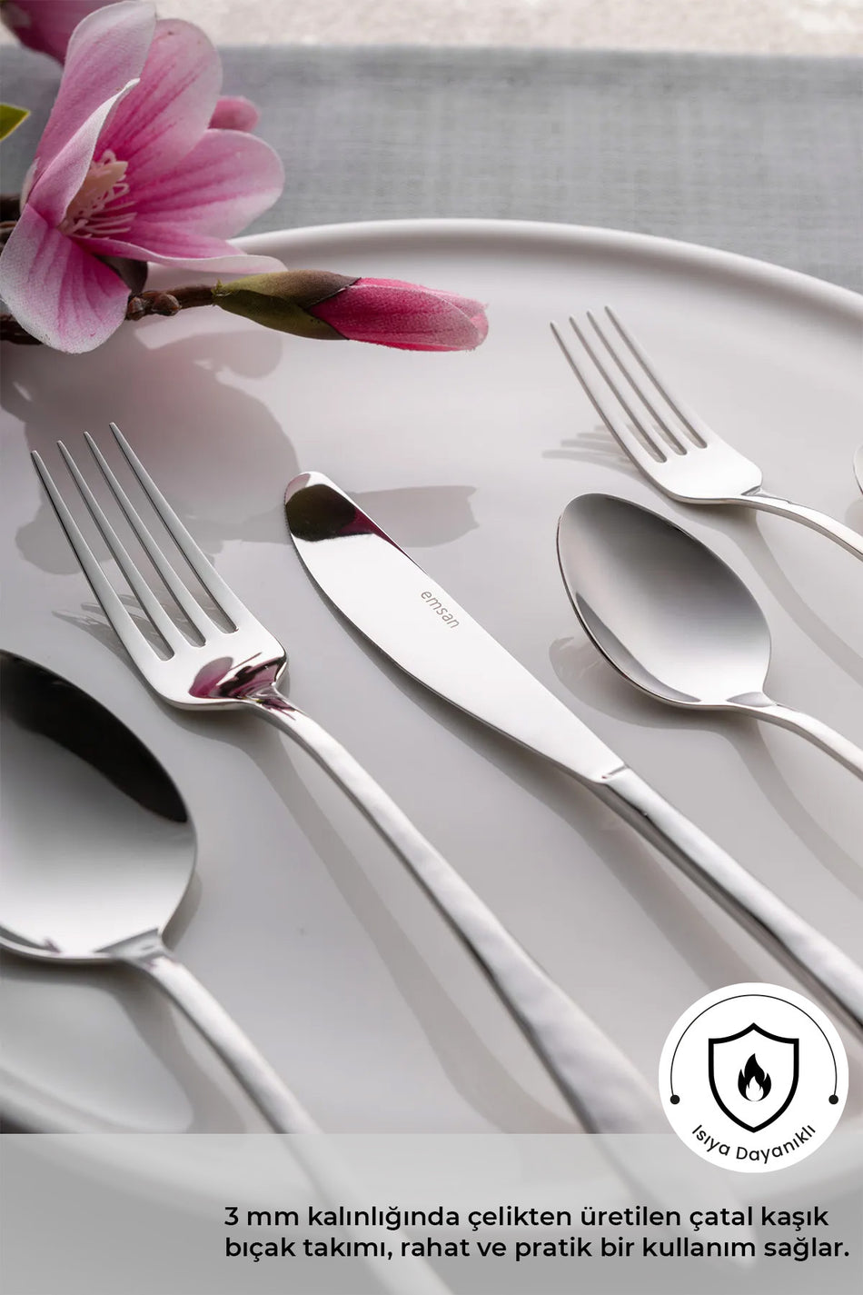 Emsan akasya 72 Piece 12 Place Setting Boxed Flatware Set - MALLTURK