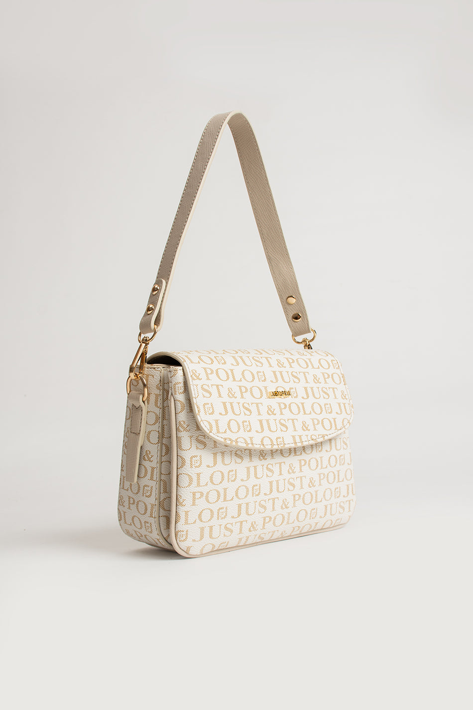 Just Polo Black Women's 3-Compartment Adjustable Long Strap Hand and Shoulder Bag JPM2065 Beige
