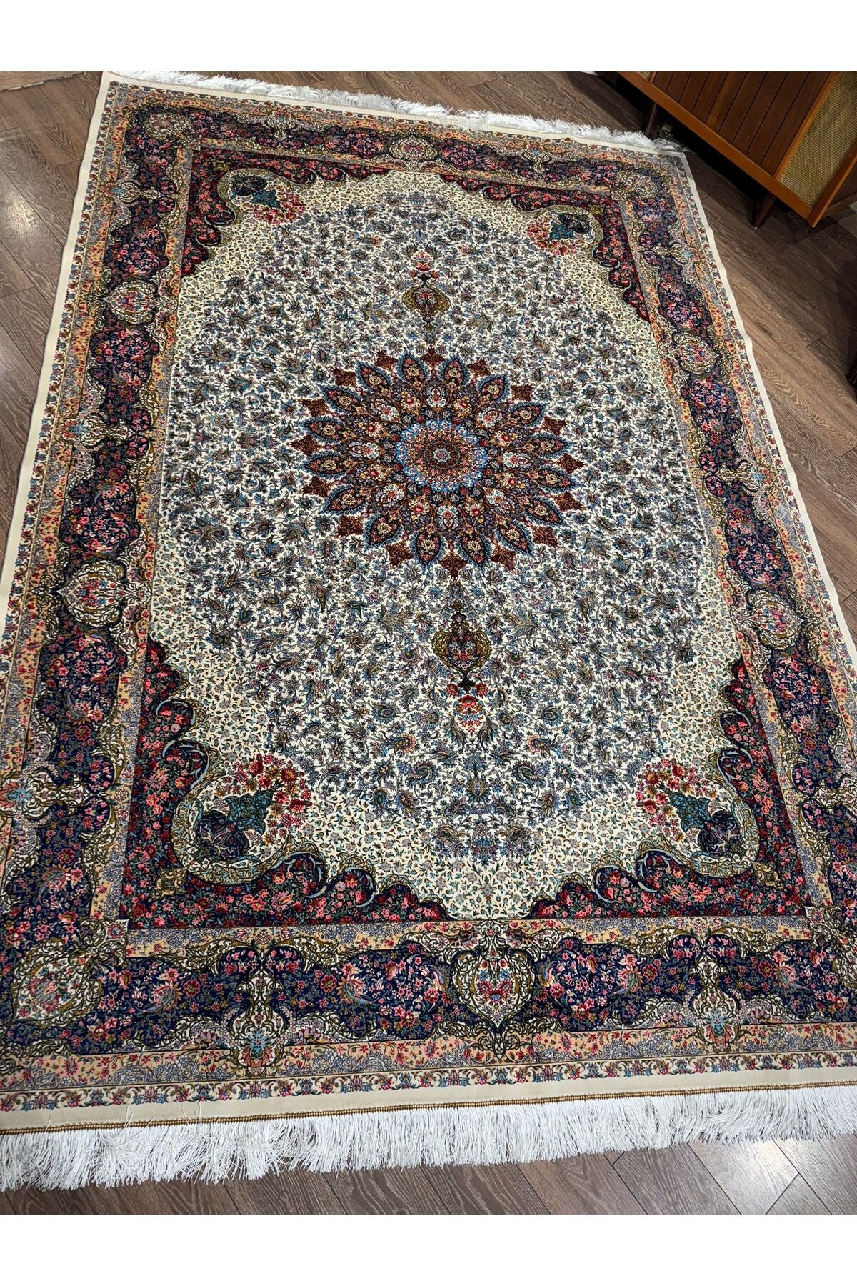 Rustikev Iranian Silk Peacock Rug