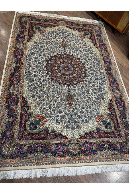 Rustikev Iranian Silk Peacock Rug