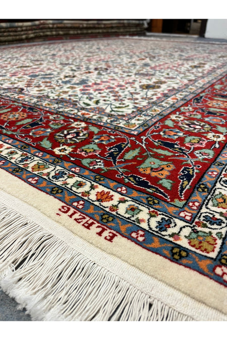 FT Halicilik White Prison Workshop Hereke Hand-Woven Seven Mountains Flower Sumerbank Hereke Hand Rug - MALLTURK