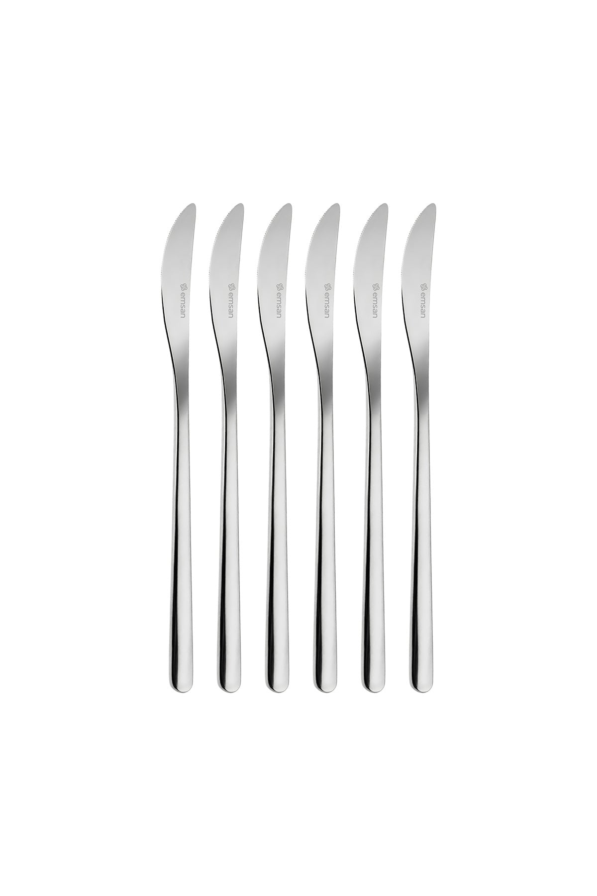 Emsan bead 6 Piece 18 10 Stainless Steel yemek Knife Set platin - MALLTURK