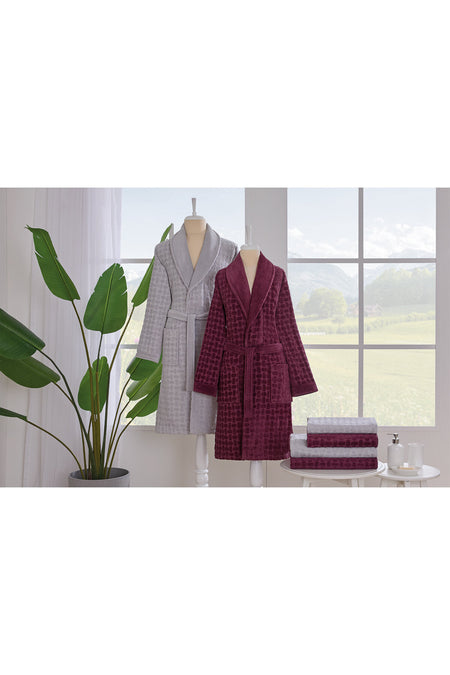Ozdilek Tricot Velvet Family Bathrobe Set - MALLTURK