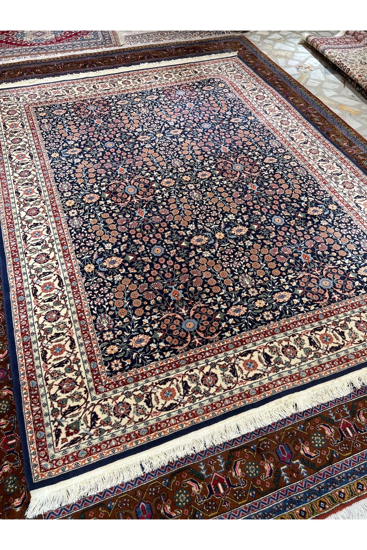RD RAMAZAN DAG Hand Rug Art Hand-Woven Hereke Rug Signed Seven Mountains Flower 270x200 - MALLTURK