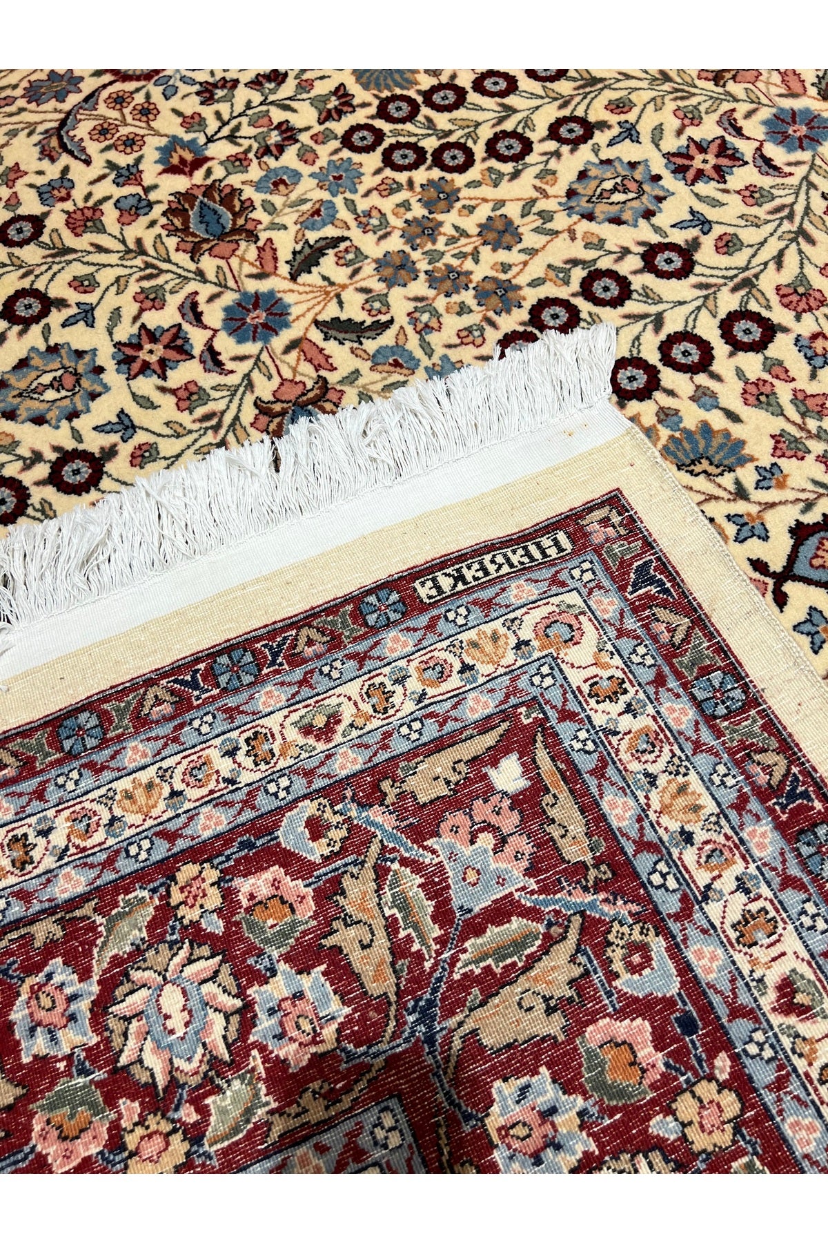 RD RAMAZAN DAG Hand Rug Art Hand-Woven Hereke Rug Signed Seven Mountains Flower Premium Quality Size 336x252 - MALLTURK