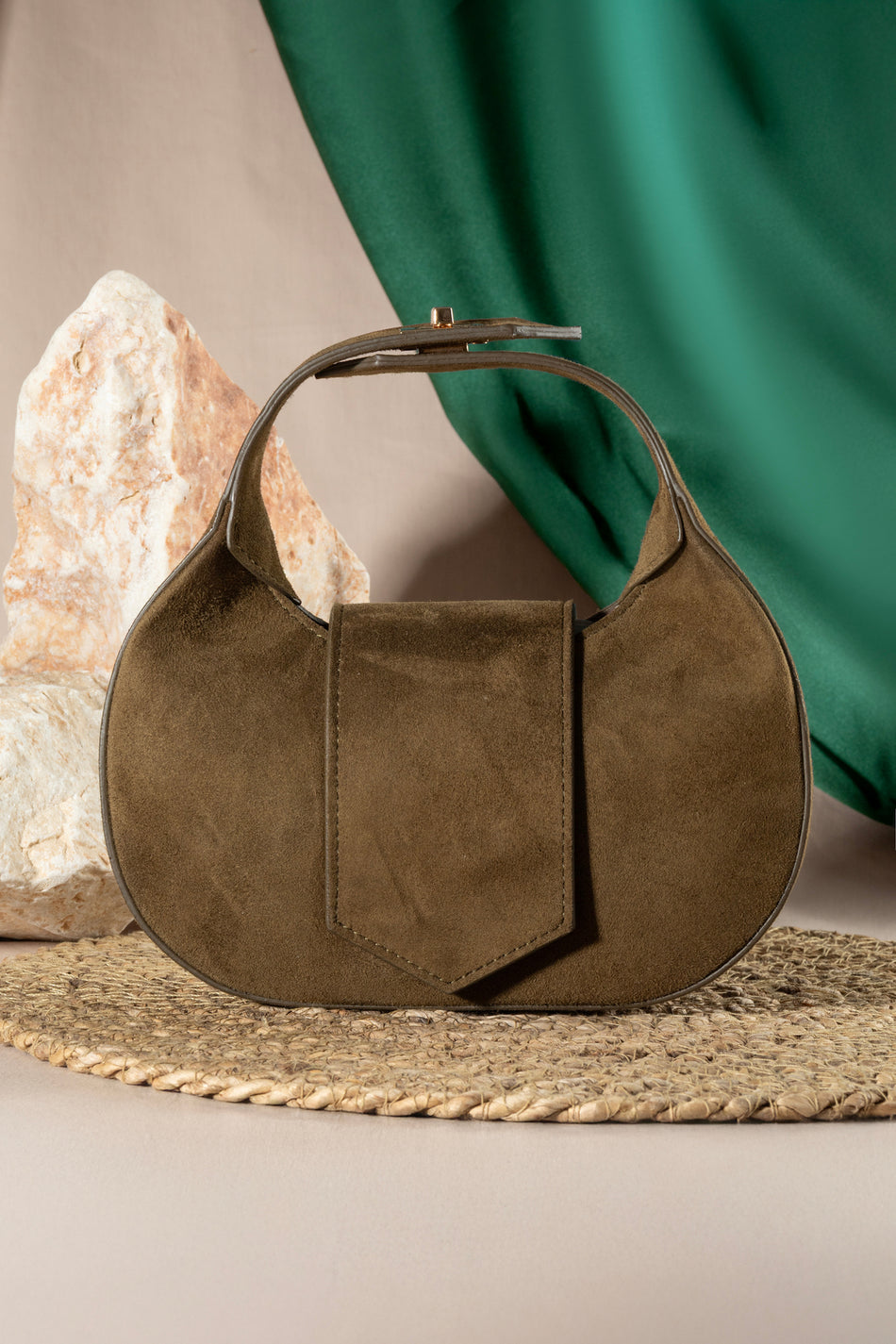 Fubileather Genuine Leather Mona Bag Hand and Shoulder Bag Khaki
