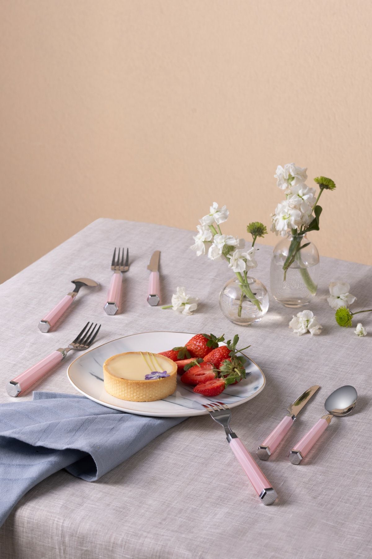 Karaca freya 18 Piece 6 Place Setting yemek Flatware Set pembe - MALLTURK