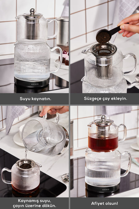 Karaca Kelly induction Base Midi Glass Teapot Set - MALLTURK