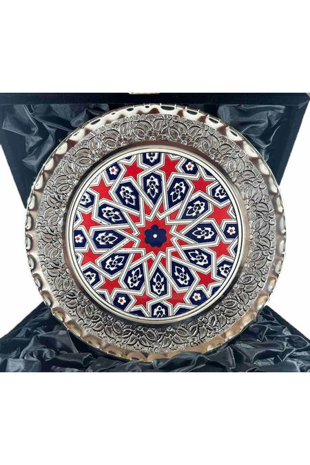 Cini Evi Seljuk Star Patterned Silver Plate 25cm - MALLTURK