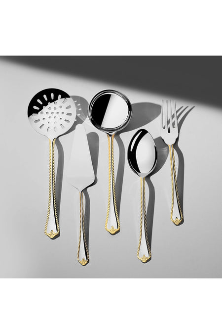 Nehir fulya 24 ayar Plain Gold Plated 89 Piece deri Boxed Flatware Set - MALLTURK