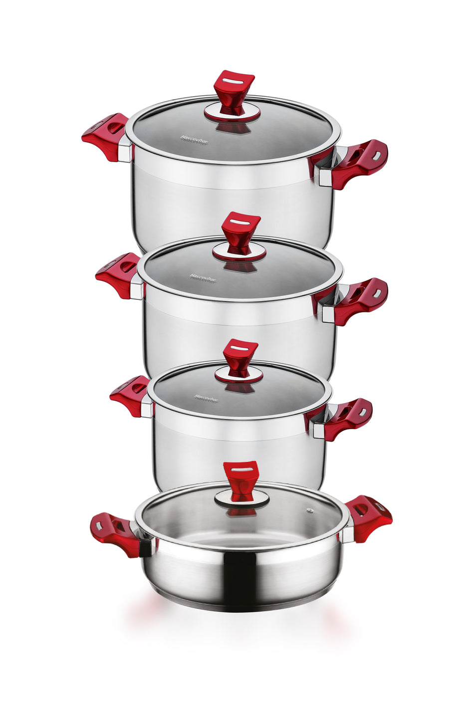 Hascevher Yaprak 8 Piece Induction Compatible Cookware Set Cam with Lid Cookware Set - MALLTURK