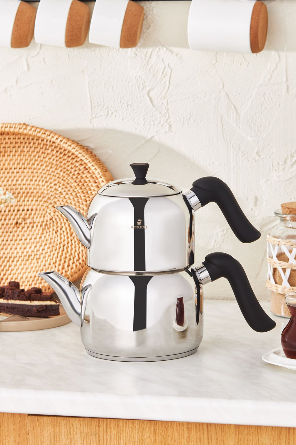 Karaca Edena induction Base Midi Teapot Set, Black - MALLTURK