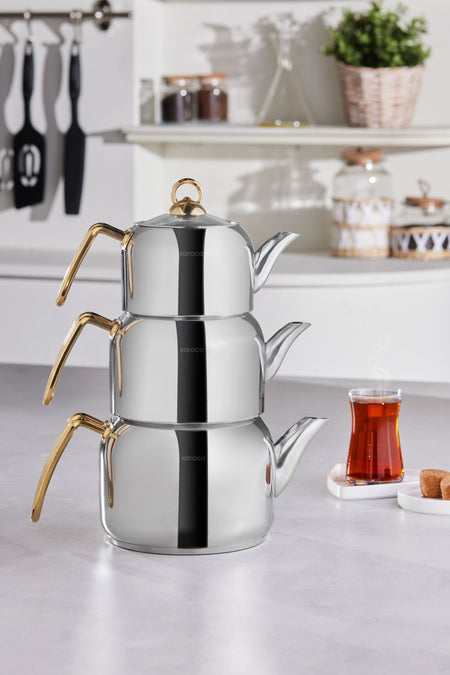 Karaca Tres 3-Piece induction Base Teapot Set Gold - MALLTURK