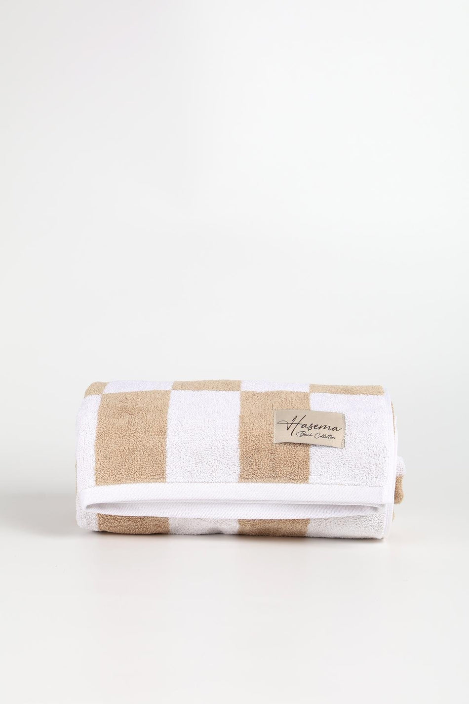 Hasema Square Patterned Brown and White 90x170 Beach Towel HSM-26