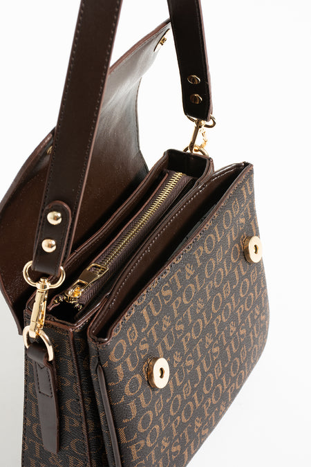 Just Polo Brown Women's Three-Compartment Shoulder Bag and Wallet Set - MALLTURK