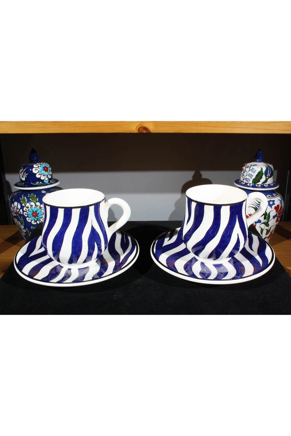 Cini Evi Blue and White Iznik Tile Coffee Set - MALLTURK
