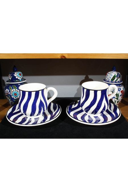 Cini Evi Blue and White Iznik Tile Coffee Set - MALLTURK