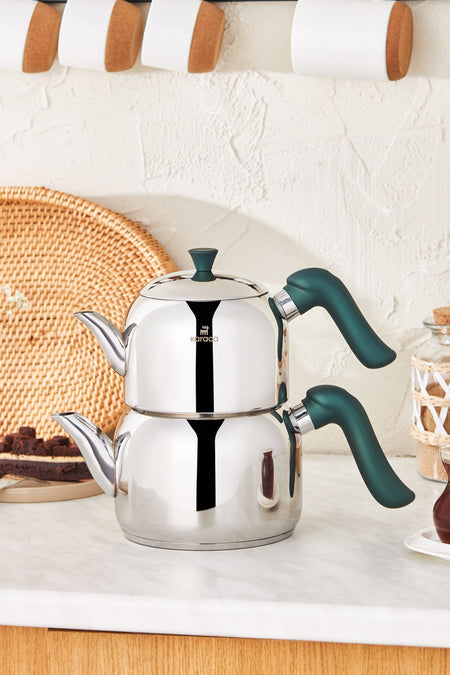 Karaca Edena induction Base Midi Teapot Set, Green - MALLTURK