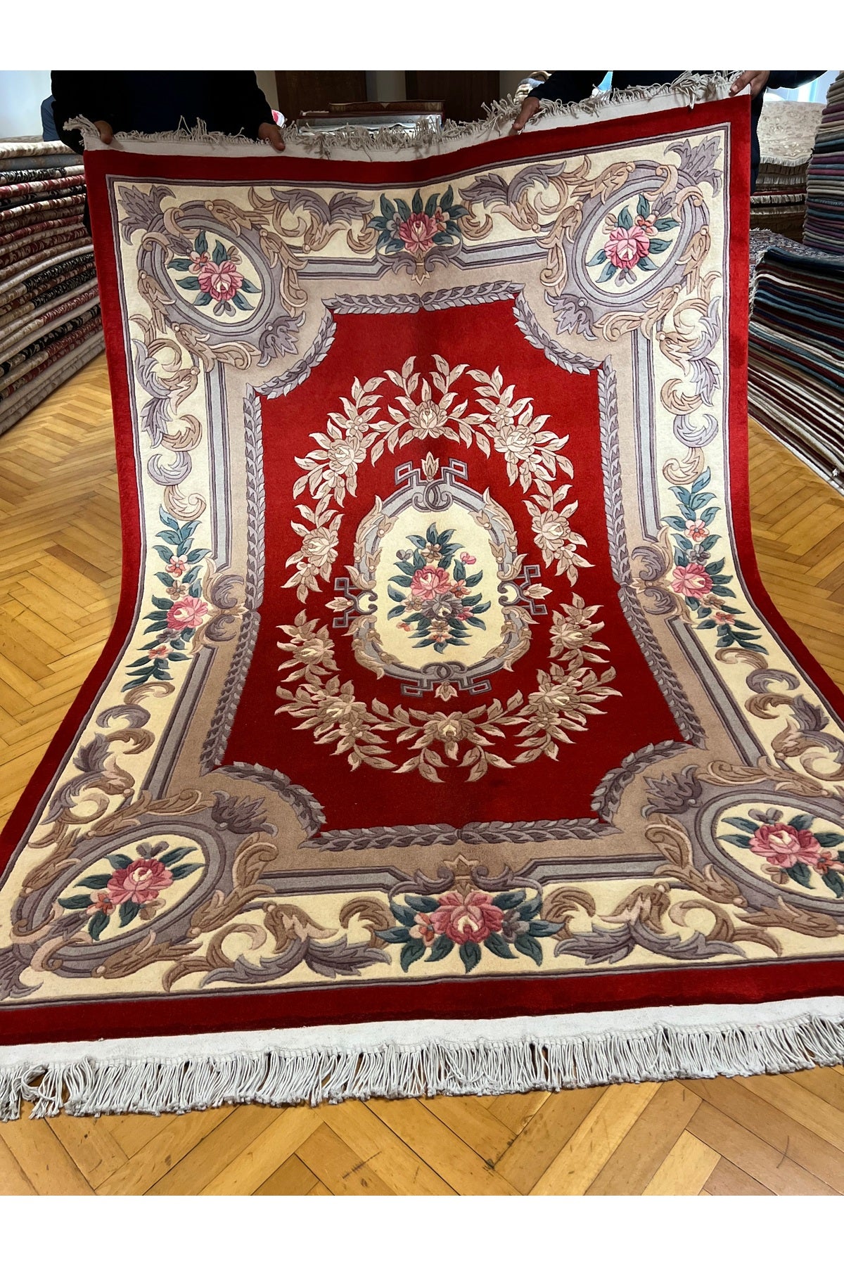 RD RAMAZAN DAG Hand Rug Art Hand-Woven Embossed Chinese Rug Premium Quality Wool Weave Red Color Size 240x170 - MALLTURK