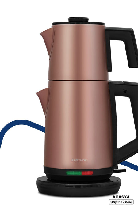 GoldMaster Acacia Matte Mink XL 2200 Watt Patented Drip-Free Design Stainless Steel Tea Maker and Water Kettle - MALLTURK