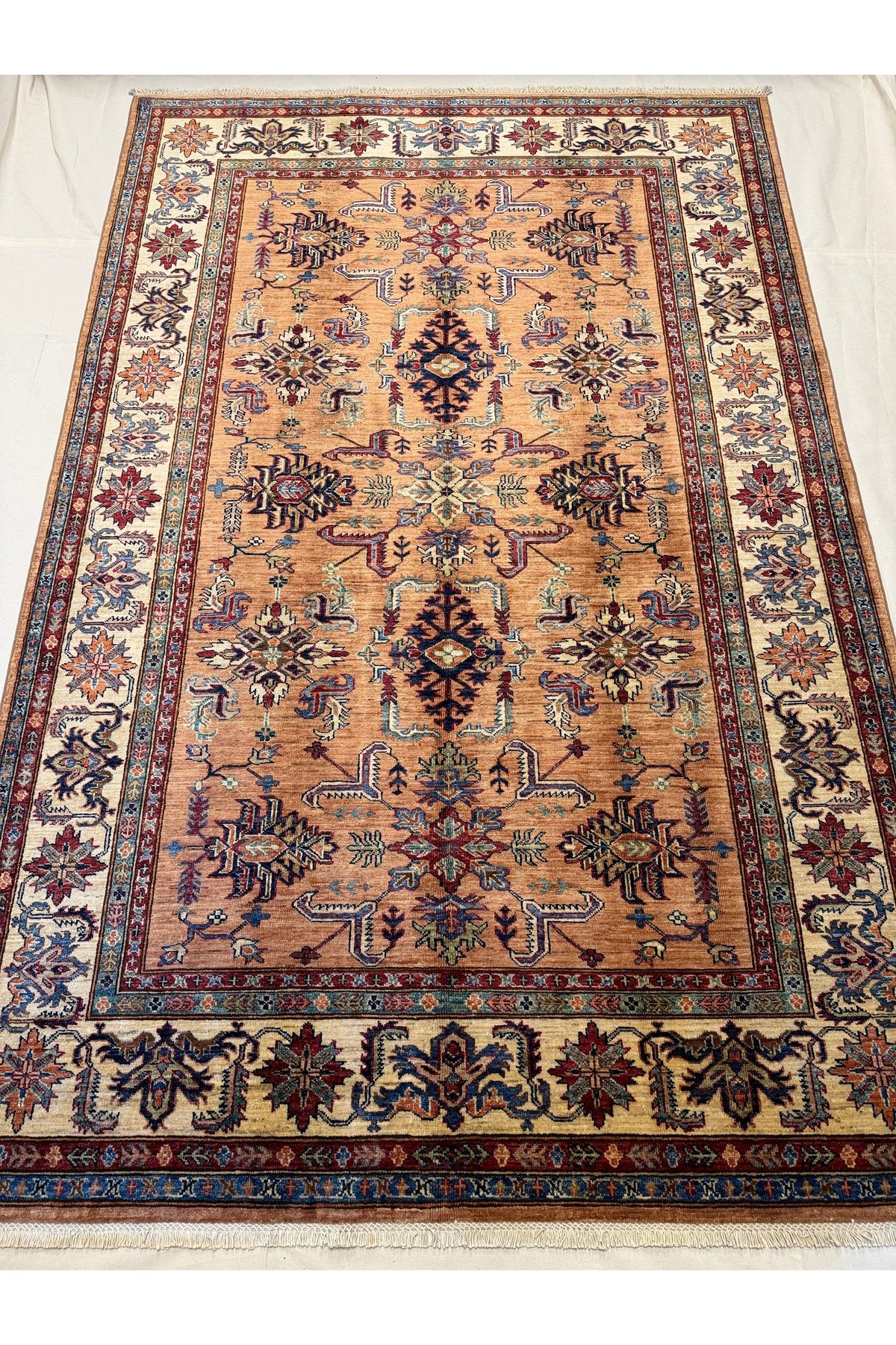 Afghan Rug Hand-Woven 100% Wool Natural Dye Handicraft ile Harika Kazak Design