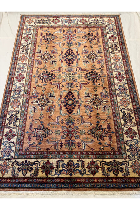 Afghan Rug Hand-Woven 100% Wool Natural Dye Handicraft ile Harika Kazak Design