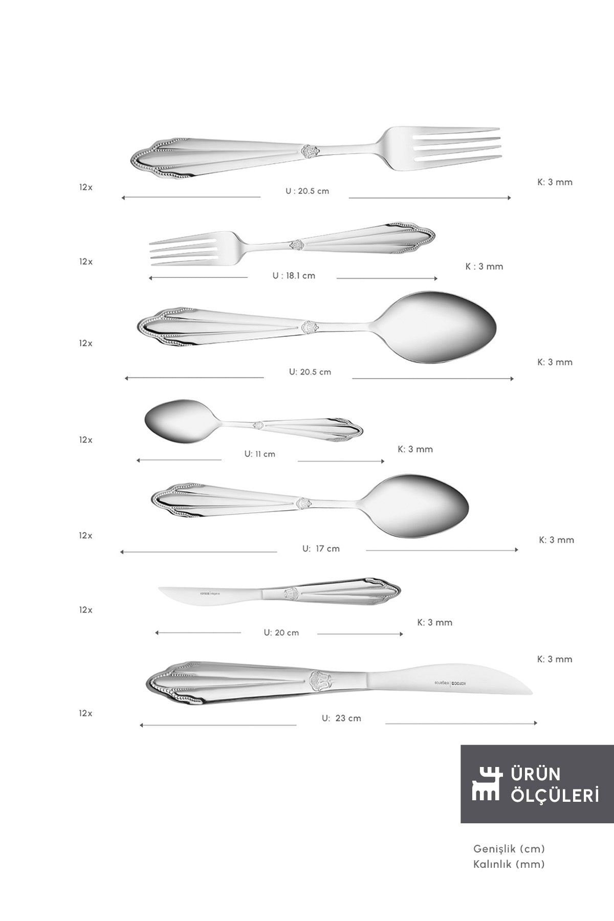 Karaca new mantilla elegance 84 Piece 12 Place Setting Flatware Boxed - MALLTURK