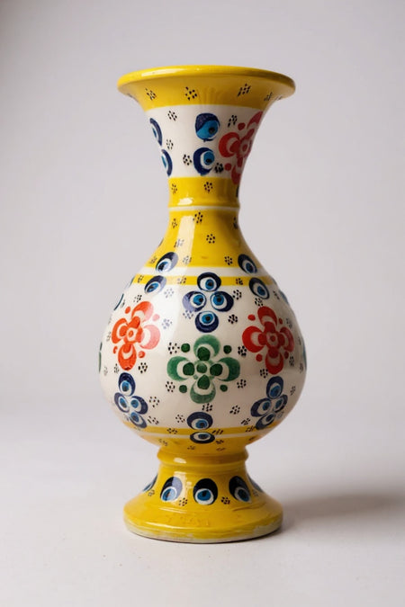 STORESZA Handmade Wheelwork 20cm Lace Yellow Hyacinth Ceramic Vase Yellow - MALLTURK