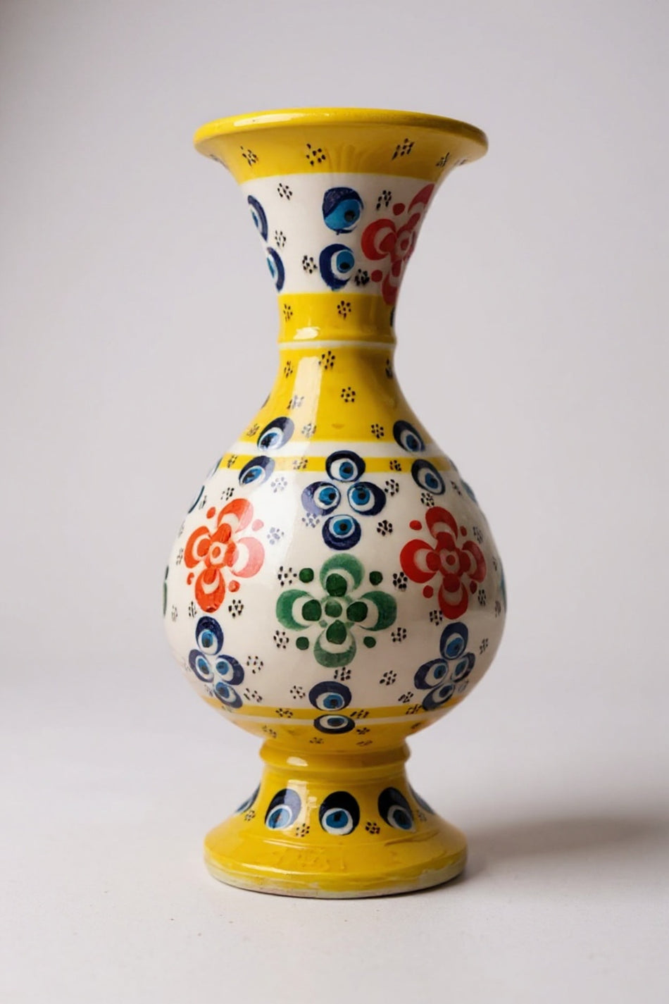 STORESZA Handmade Wheelwork 20cm Lace Yellow Hyacinth Ceramic Vase Yellow - MALLTURK