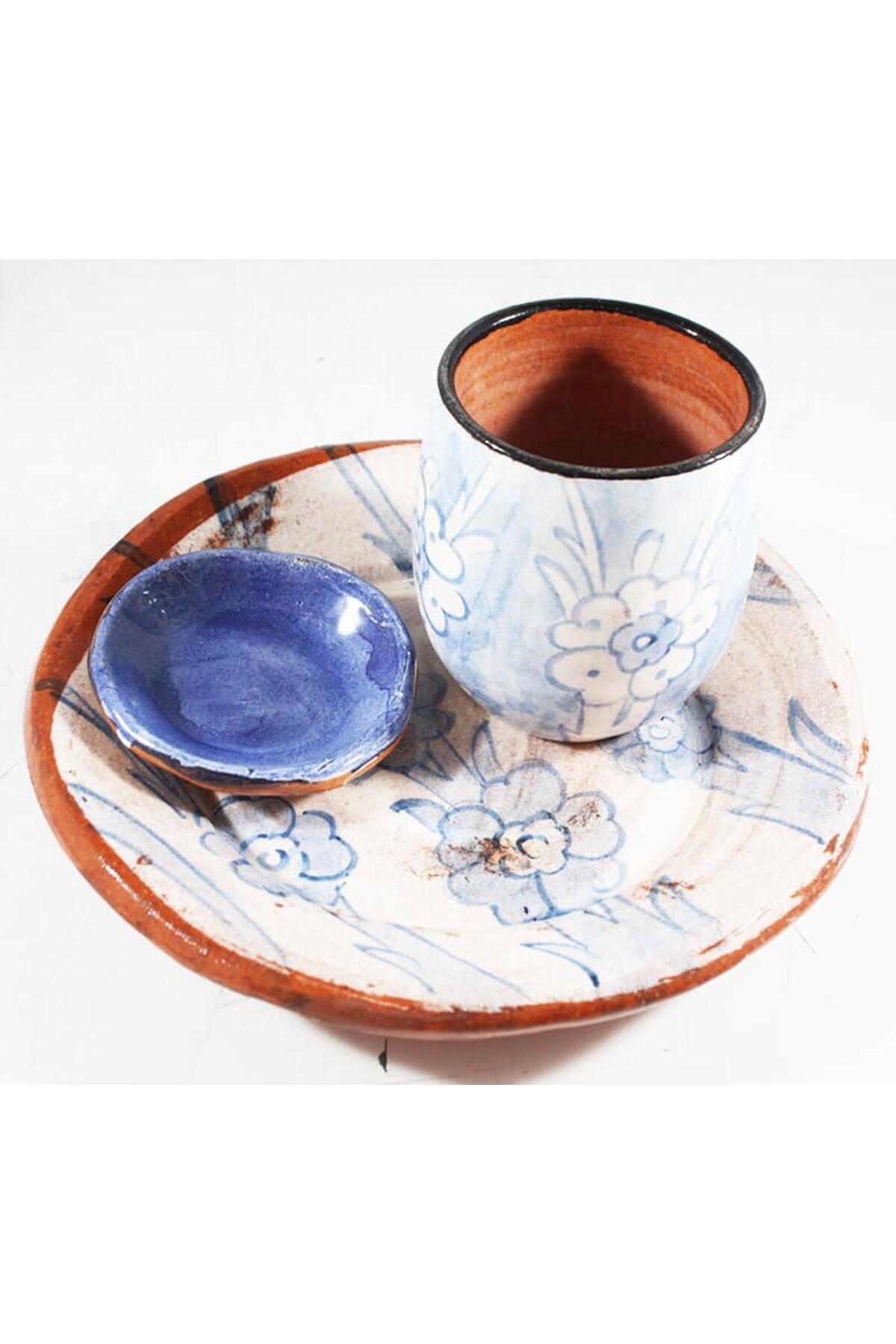 Cini Evi Blue Background Earthenware Coffee Cup - MALLTURK