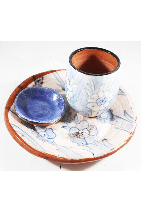 Cini Evi Blue Background Earthenware Coffee Cup - MALLTURK