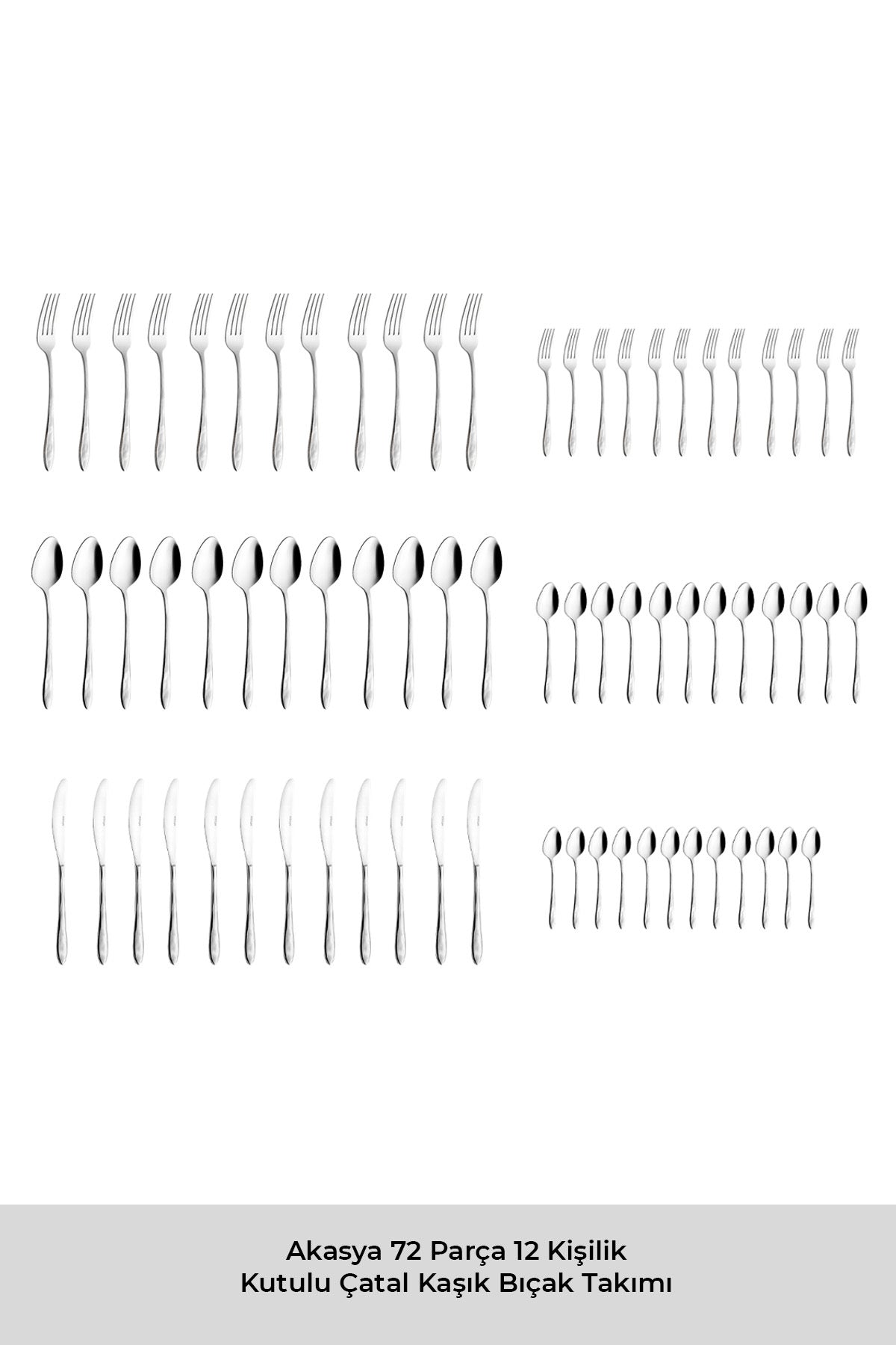 Emsan akasya 72 Piece 12 Place Setting Boxed Flatware Set - MALLTURK