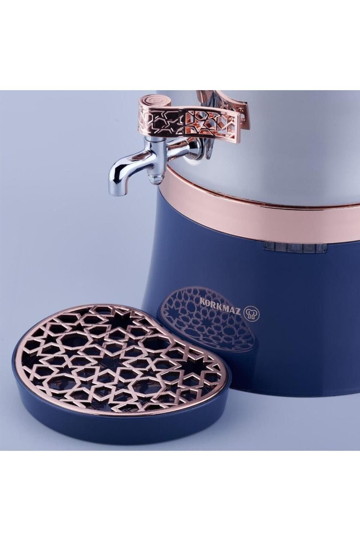 KORKMAZ A843-01 Hanedan Azura inox/Rosegold Samovar - MALLTURK