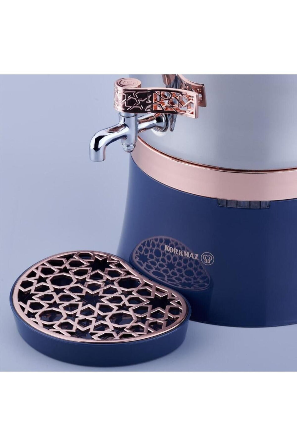 KORKMAZ A843-01 Hanedan Azura inox/Rosegold Samovar - MALLTURK