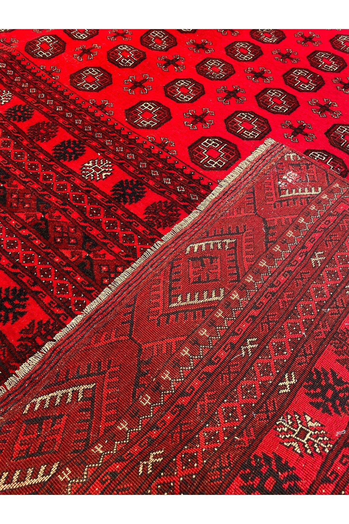 RD RAMAZAN DAG Hand Rug Art Hand-Woven Iranian Buhara Rug Cotton Base Wool Weave Olup Natural Dye Size 365x315 - MALLTURK