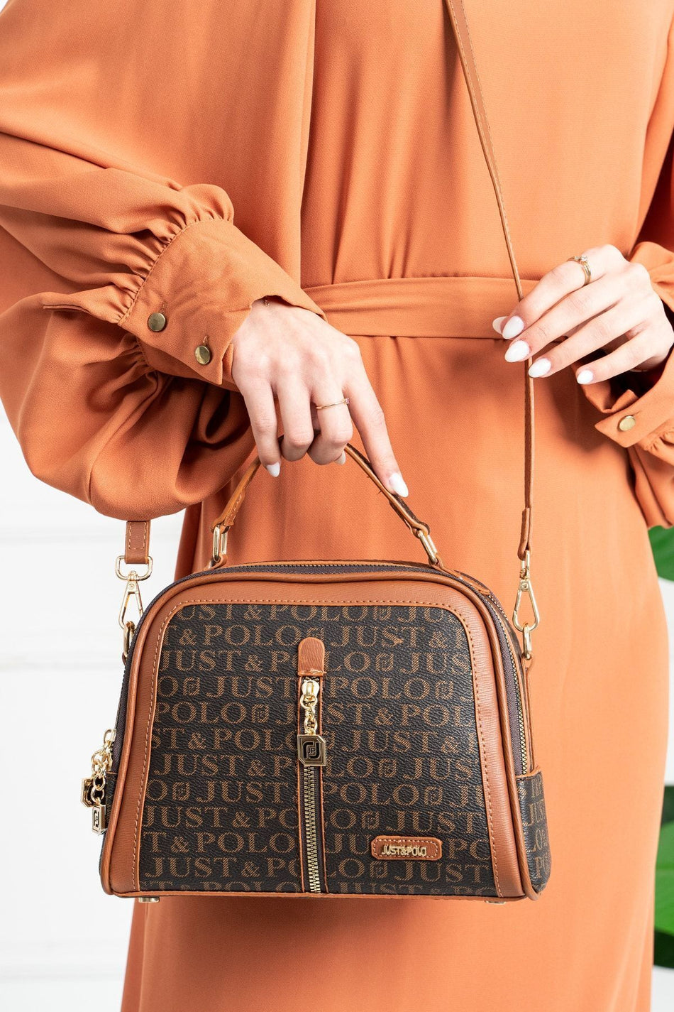 Just Polo Women's Shoulder Bag JPM2057 Coffee Tan - MALLTURK