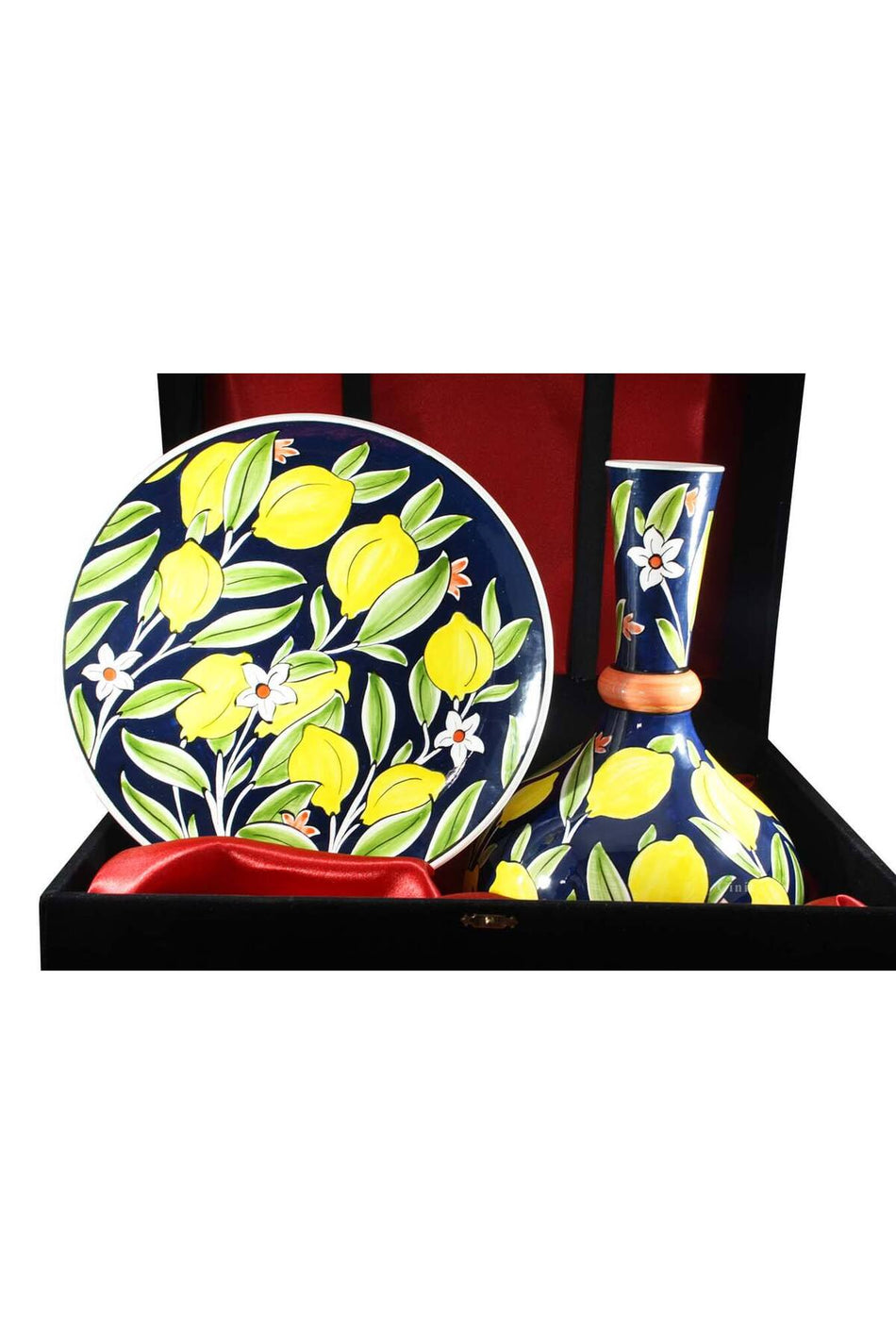 Cini Evi Lemon Patterned Iznik Vase and Tile Plate - MALLTURK