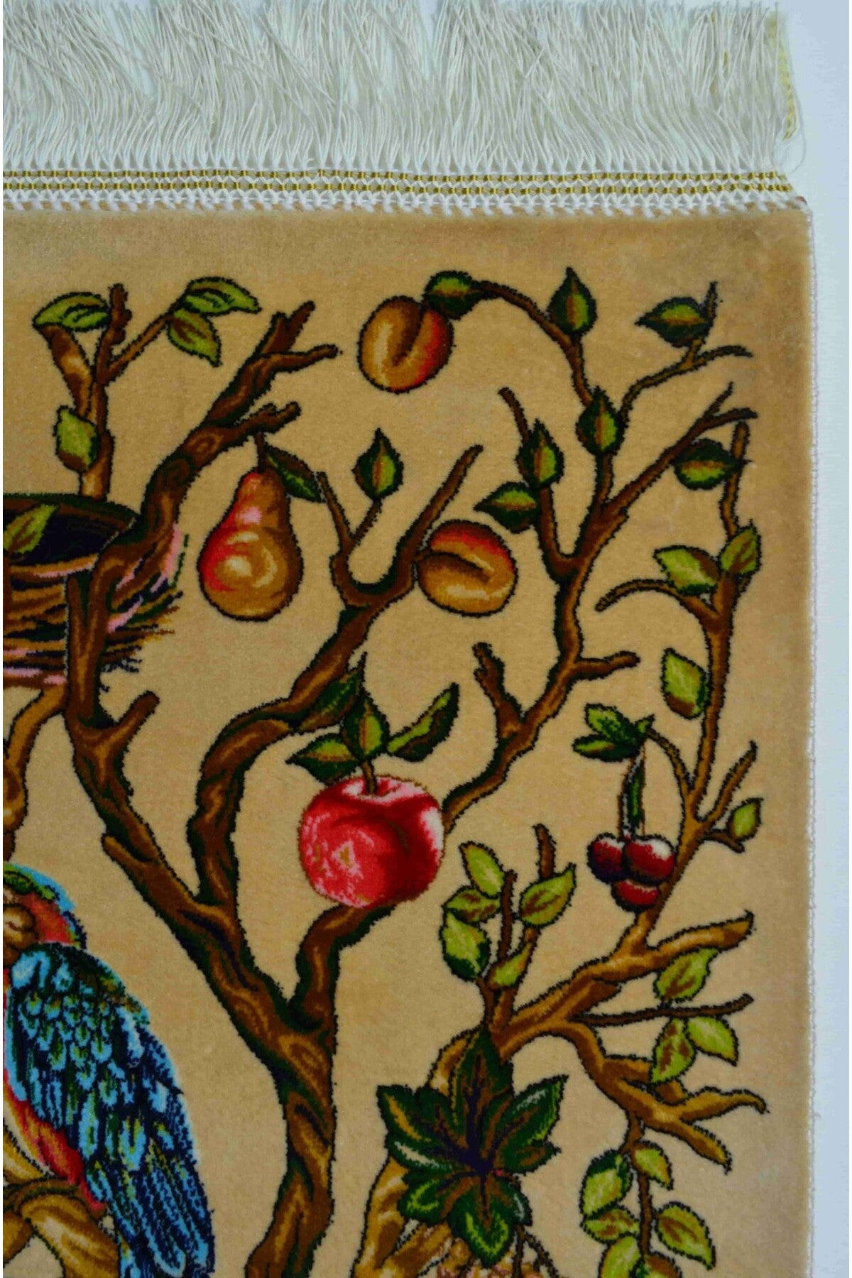 Quality Bamboo Yarn Woven Beige Nature Depiction Persian Wall Tapestry (50x70 cm) - MALLTURK