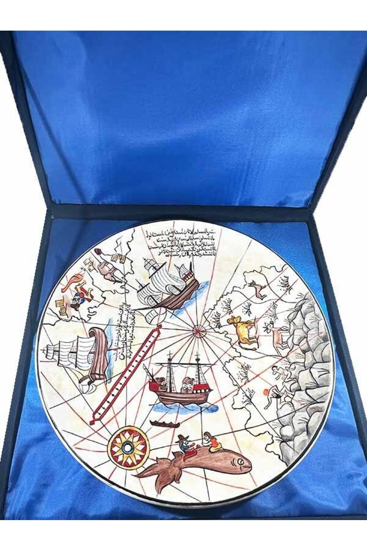 Cini Evi Piri Reis Haritali Iznik Tile Plate - MALLTURK