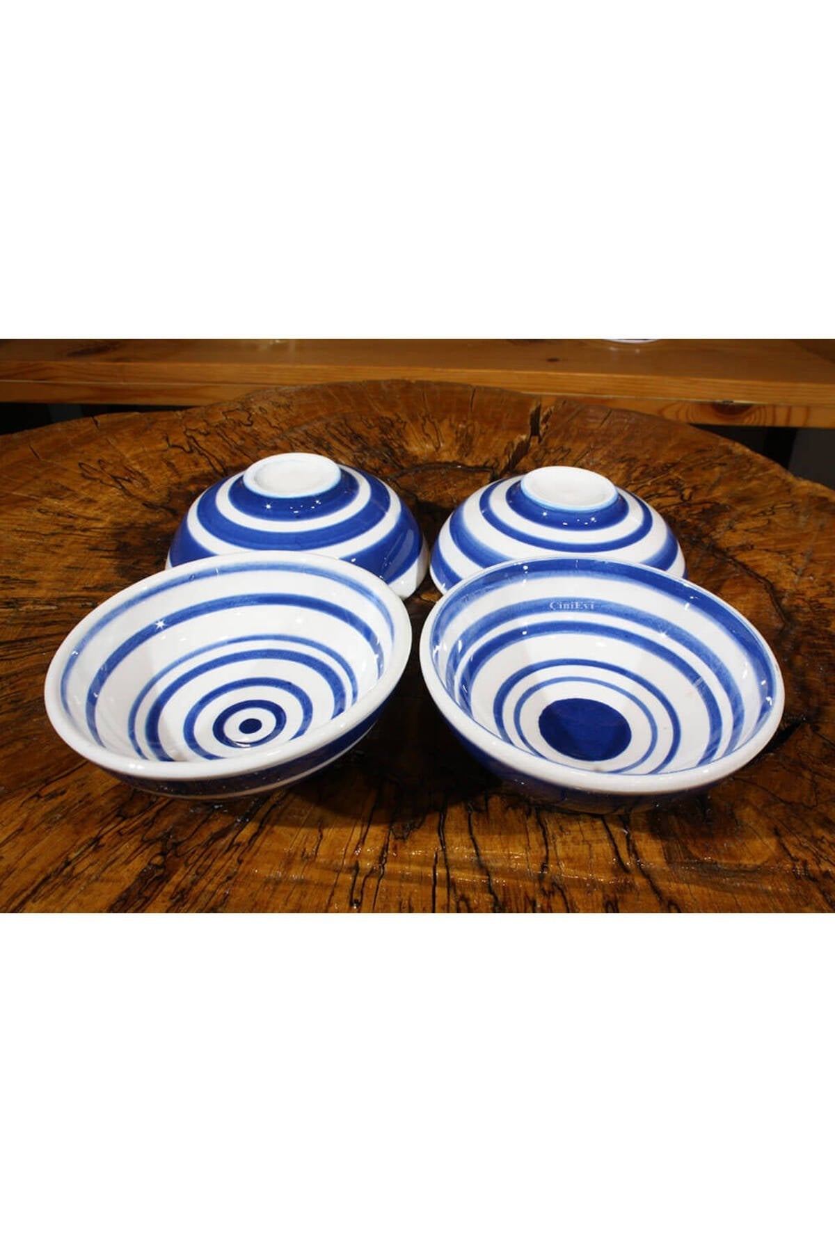 Cini Evi Blue White 4-Piece Bowl Set - MALLTURK